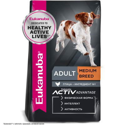 Eukanuba Adult Medium Breed (Птица), 15 кг