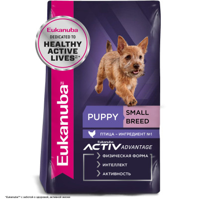 Eukanuba Puppy Small Breed 0,8кг+chicken 2x85g