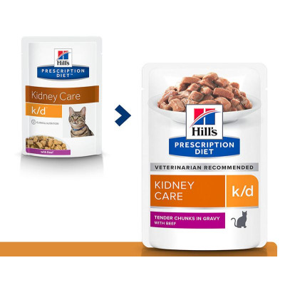 Hill's Prescription Diet k/d Kidney Care для кошек с говядиной, 85 г