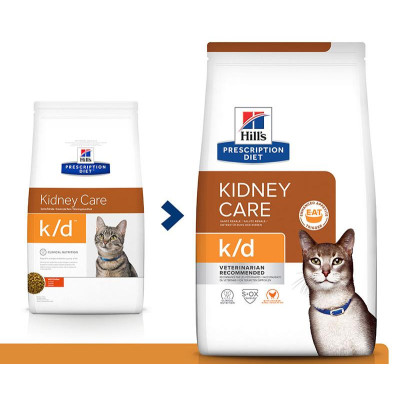 Hill's Prescription Diet k/d Kidney Care для кошек, с курицей, 1,5 кг