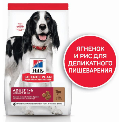 Hill's Science Plan для собак средних пород для поддержания иммунитета (ягненок, рис), 12 кг