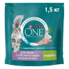 Сухой корм Purina ONE® полнорационный для кошек с чувствительным пищеварением, с высоким содержанием индейки, 1,5 кг