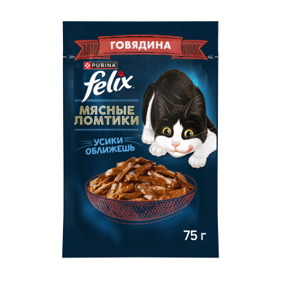 Влажный корм FELIX® Мясные Ломтики для взрослых кошек, с говядиной, 75 г