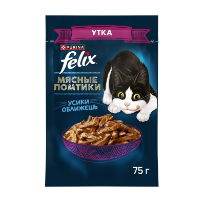 Влажный корм FELIX® Мясные Ломтики для взрослых кошек, с уткой, 75 г