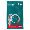 Сухой корм Purina ONE® для стерилизованных кошек и кастрированных котов, с высоким содержанием говядины и пшеницей, Пакет, 3 кг