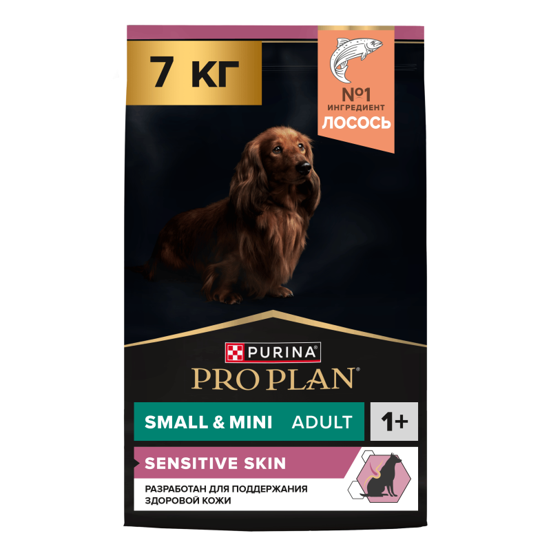 Сухой корм PRO PLAN® SENSITIVE SKIN для взрослых собак мелких и карликовых пород с чувствительной кожей, с высоким содержанием лосося, 7 кг