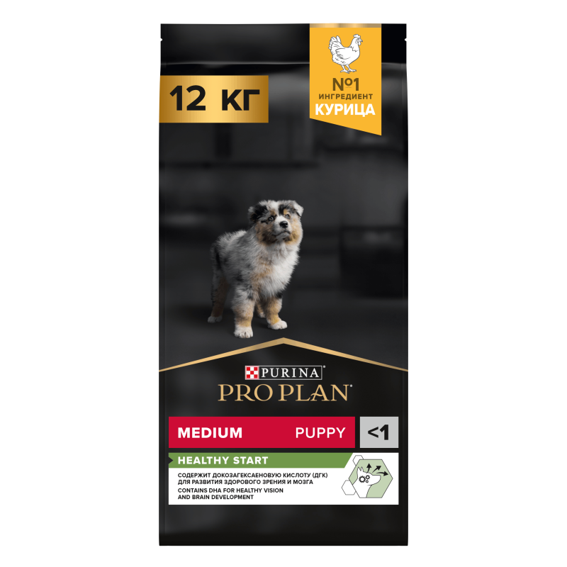 Сухой корм PRO PLAN® HEALTHY START для щенков средних пород, с высоким содержанием курицы, 12 кг