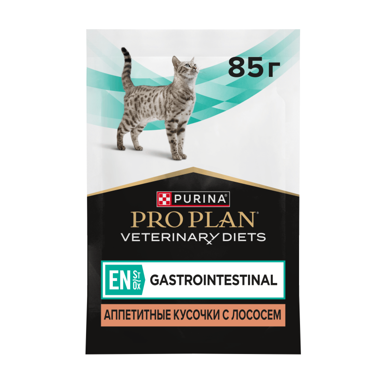 Влажный корм для котят и взрослых кошек диетический PRO PLAN® VETERINARY DIETS EN ST/OX Gastrointestinal при расстройствах пищеварения, с лососем, 85 г x 26 шт.