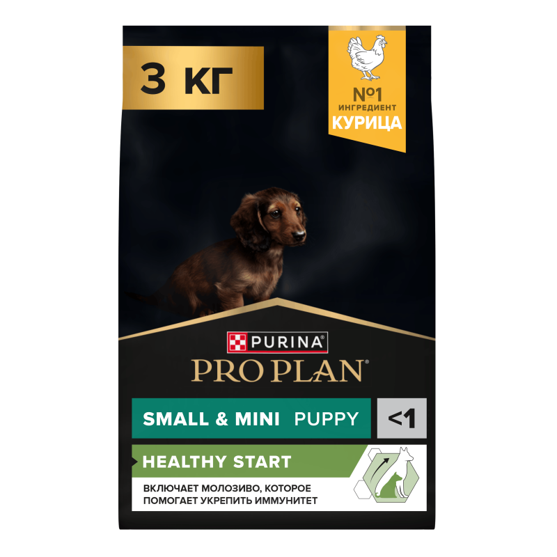 Сухой корм PRO PLAN® HEALTHY START для щенков мелких и карликовых пород, с высоким содержанием курицы, 3 кг