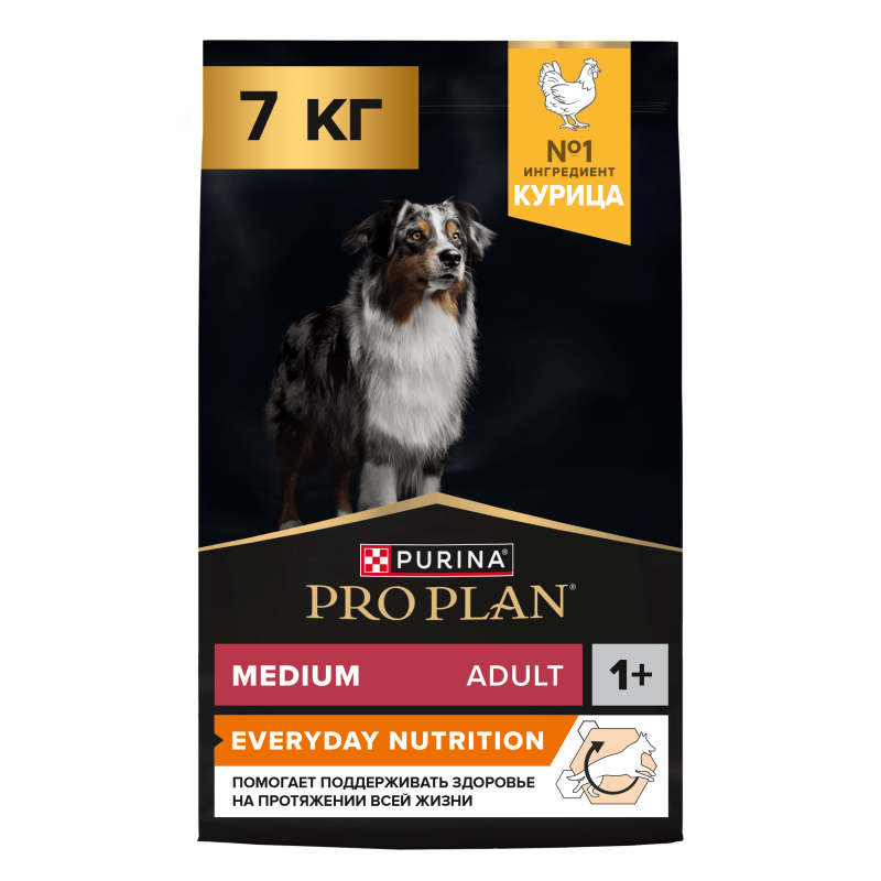 Сухой корм PRO PLAN® EVERYDAY NUTRITION для взрослых собак средних пород, с высоким содержанием курицы, 7 кг