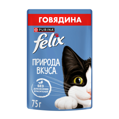 Влажный корм FELIX® Природа Вкуса для взрослых кошек, с говядиной в соусе, 75 г