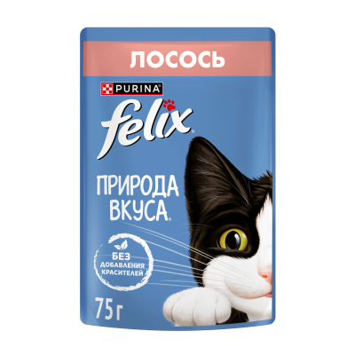 Влажный корм FELIX® Природа Вкуса для взрослых кошек, с лососем в соусе, 75 г