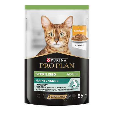 Влажный корм PRO PLAN® Sterilised MAINTENANCE для взрослых стерилизованных кошек, с курицей в соусе, 85 г x 26 шт.