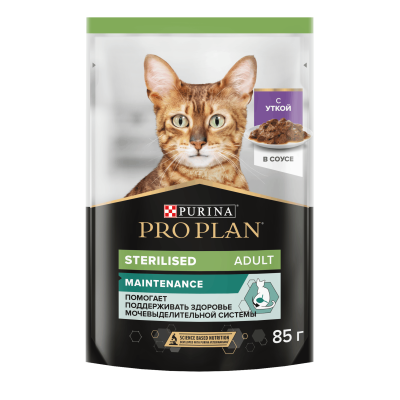 Влажный корм PRO PLAN® Sterilised MAINTENANCE для взрослых стерилизованных кошек, с уткой в соусе, 85 г x 26 шт.