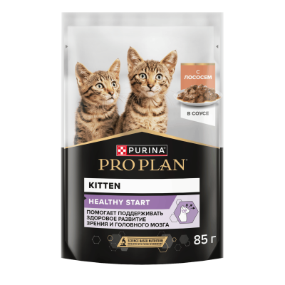 Влажный корм PRO PLAN® HEALTHY START® для котят, беременных и кормящих кошек, кусочки с лососем в соусе, 85 г x 26 шт.