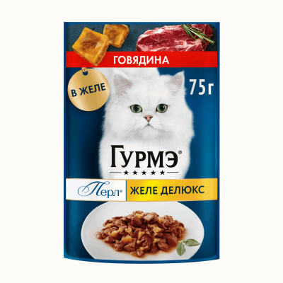 Влажный корм Гурмэ® Желе Делюкс для кошек, с говядиной в роскошном желе 75 г