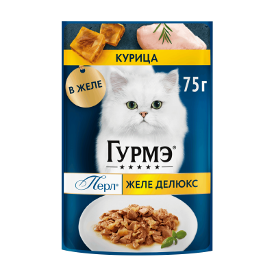 Влажный корм Гурмэ® Желе Делюкс для кошек, с курицей в роскошном желе, Пауч, 75 г