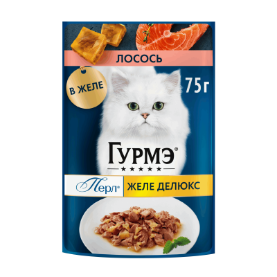 Влажный корм Гурмэ® Желе Делюкс для кошек, с лососем в роскошном желе, Пауч, 75 г
