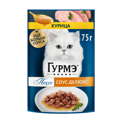 Влажный корм Гурмэ® Перл® Соус Делюкс для кошек, с курицей в роскошном соусе, Пауч, 75 г